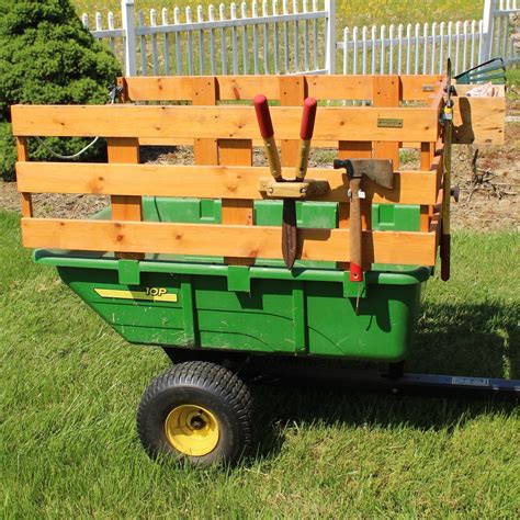 John Deere 10p Tow Behind Poly Utility Cart With Custom Stake Bed And