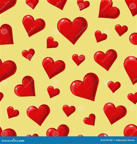 Seamless Pattern With Red Hearts Stock Vector Illustration Of Shape