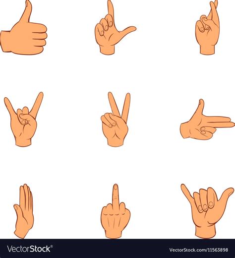 Gesture Icons Set Cartoon Style Royalty Free Vector Image