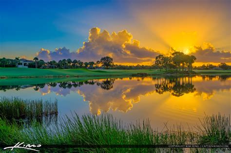 Mirasol Country Club Sunrise At Golf Course Lake Hdr Photography By