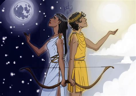 Artemis And Apollo Moon And Sun Art Print By Kat Anni X Small