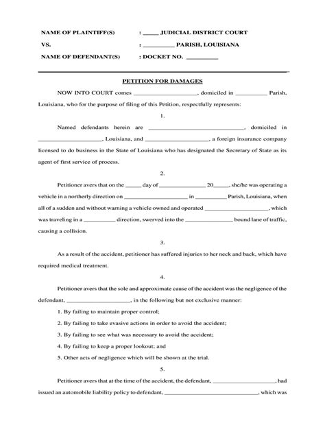 Louisiana Petition Sample Fill Online Printable Fillable Blank