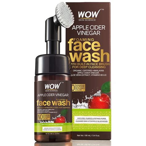 Wow Apple Cider Vinegar Face Wash With Brush Acne Pore Cleanser 100ml
