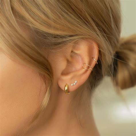 14k Gold Earrings Huggie Earrings Thin Gold Hoop Earrings Amyo Jewelry