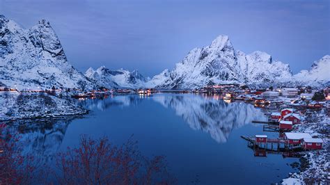 Singlereis avontuurlijk noorwegen winter voor 18 tot 39 jaren. Wallpaper Lofoten Norway Reine Nature Winter Mountains ...