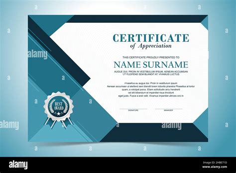 Modern Certificate Template Flat Design With Blue And Turquoise Color