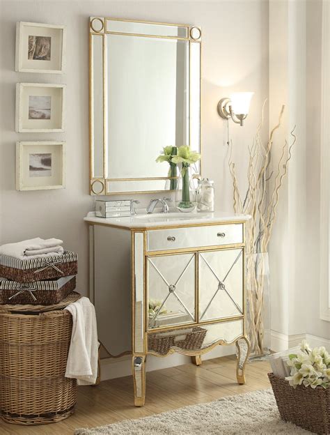 It will add a unique texture to your bathroom vanity. 30" Decor Style Mirror refection Adelisa Bathroom Sink ...