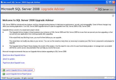 Overview Of Microsoft Sql Server 2008 Upgrade Advisor