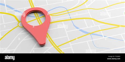 Gps Navigation Concept Pointer Location Red Color On Map Background