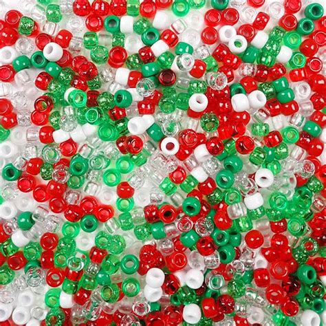 Christmas Mix Plastic Craft Pony Beads 6 X 9mm Bulk Usa Made Pony