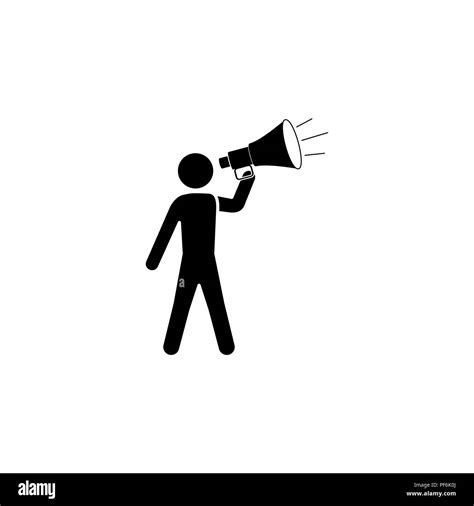 A Man With A Megaphone Icon Black On White Background Stock Vector