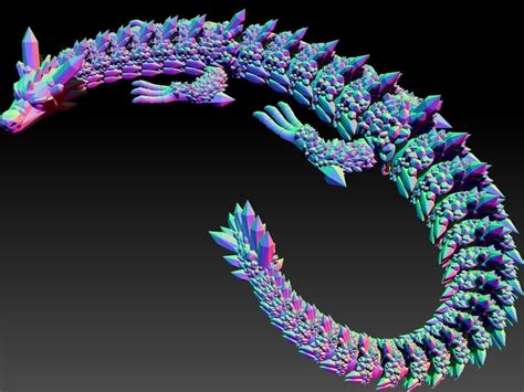 Articulated Crystal Dragon Flexi Crystal Dragon 3d Print 3d Model 3d