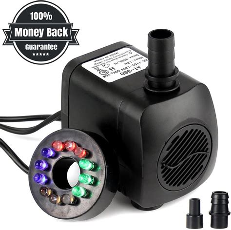 Shineus 15w 700lh Submersible Water Pump With 12 Color Led Light For