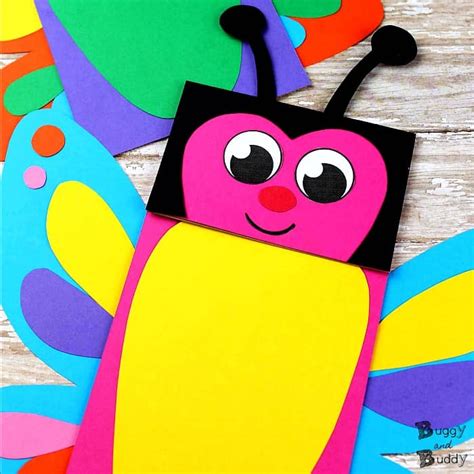 butterfly paper bag puppets   template buggy