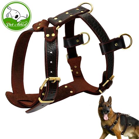 Buy Soft Genuine Leather Dog Harness Medium Large Dogs