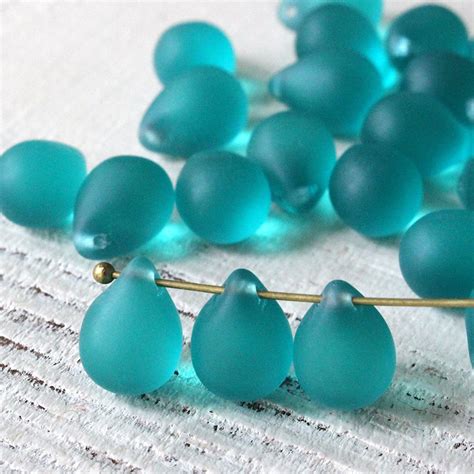 X Mm Sea Glass Teardrop Beads Jewelry Making Supplies Etsy