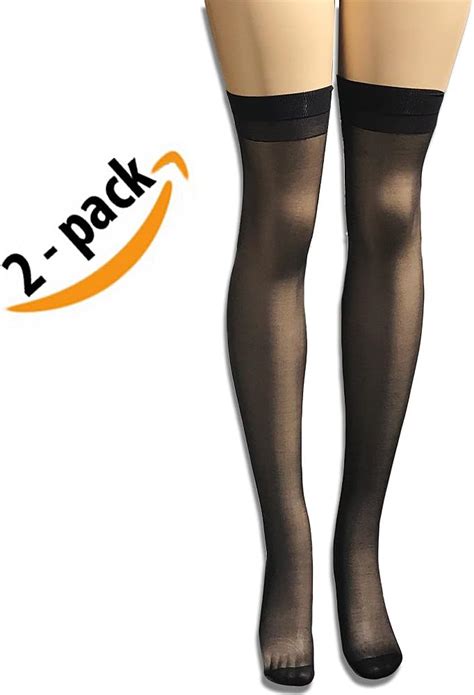 Vivien Womens 2 Packs Of Smooth And Comfortable High Support Reinforced Toe Thigh High Sheer