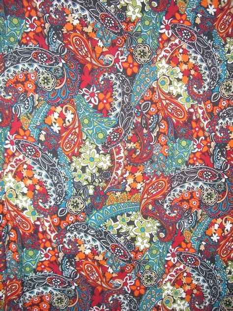 Red And Teal Green Paisley Print Polyester Lycra Jersey