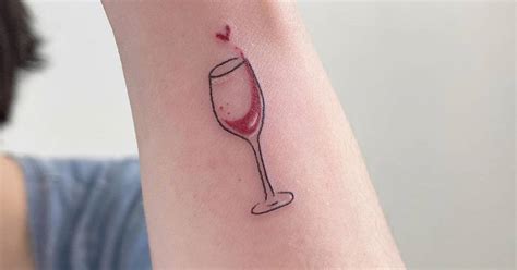 Fine Line Wine Glass Tattoo