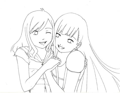 Anime Friends Hugging Coloring Pages