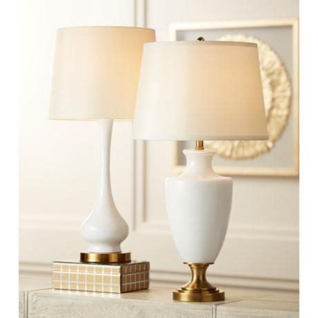 Regency Hill Joan White Glass And Brass Table Lamp Y Lamps