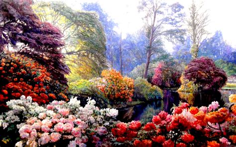 Download Colorful Flower Garden Spring Artistic Painting Hd Wallpaper