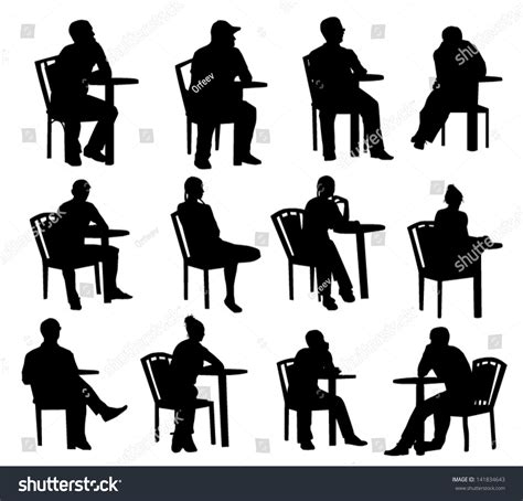Sitting People Silhouettes Stock Vector Illustration 141834643 ...