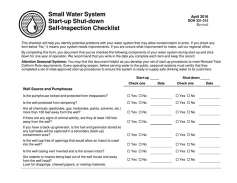 Doh Form 331 312 Download Printable Pdf Or Fill Online Small Water
