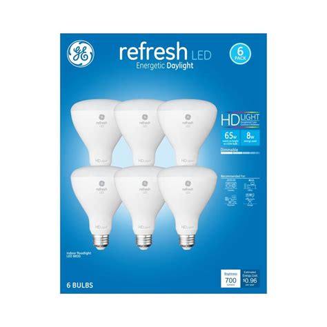 Ge Refresh 65 Watt Eq Led Br30 Daylight Dimmable Light Bulb 6 Pack At