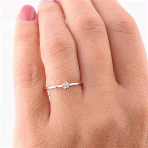 14k rose gold simple and dainty promise ring for her small etsy