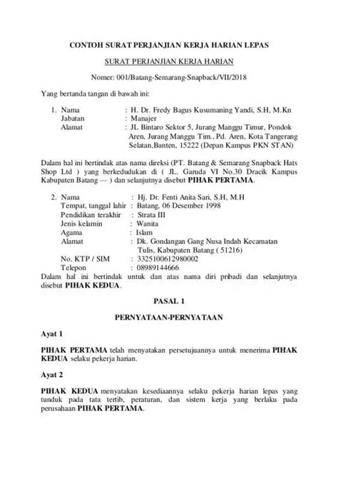 10 Contoh Surat Kontrak Kerja Dan Cara Membuat