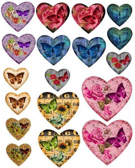 Hearts Assorted Digital Collage Sheet Free Collage Printable Collage