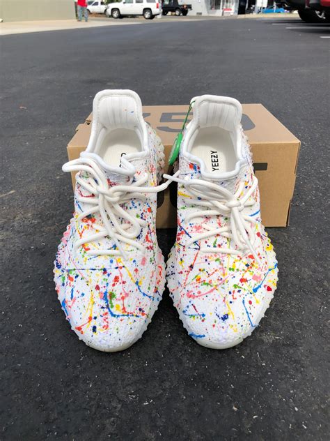 Custom Paint Splattered Adidas Yeezys B Street Shoes