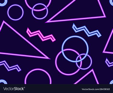 Seamless Pattern With Glowing Neon Geometric Vector Image