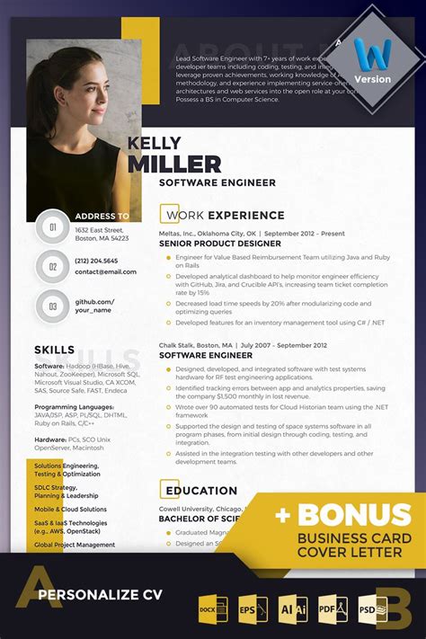 You can let your cv shine and help you reach closer to your dream job if you follow these few suggestions and. Kelly Miller - Software Engineer Resume Template #70785 ...