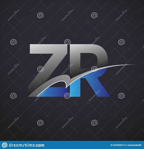 Initial Letter Zr Logotype Company Name Colored Blue And Grey Swoosh