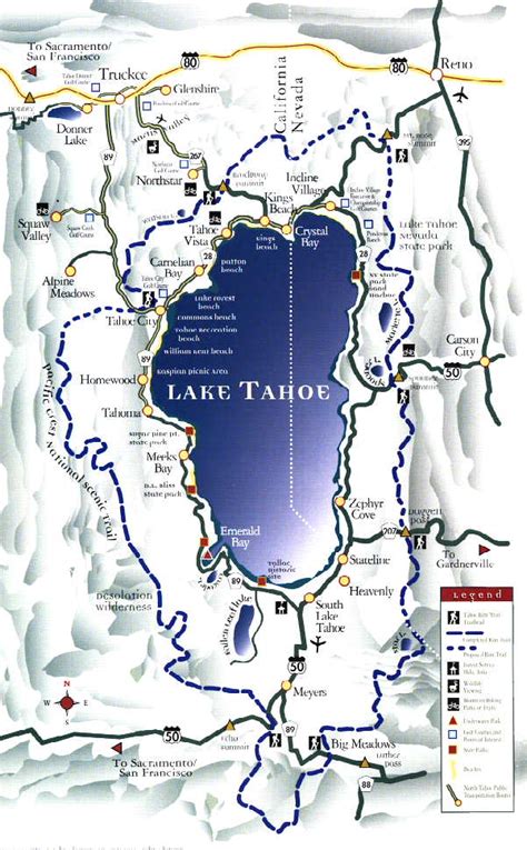 Map Of Lake Tahoe Area Ski Resorts