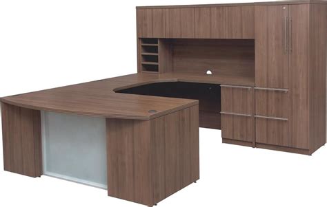 Modern Walnut Executive Desk With Glass Accent Madison Liquidators