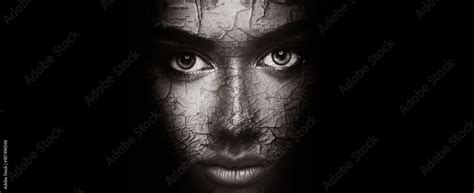 Dry Skin Concept Woman With Cracked Face Texture Stock Photo Adobe Stock