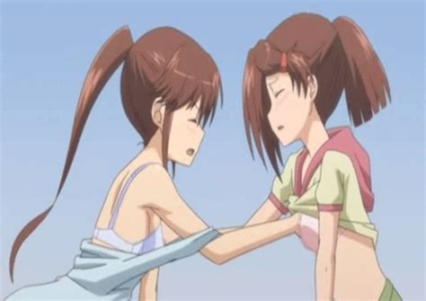 Suminoe Ako Suminoe Riko Kissxsis Animated Animated  Lowres 2girls Blush Bra