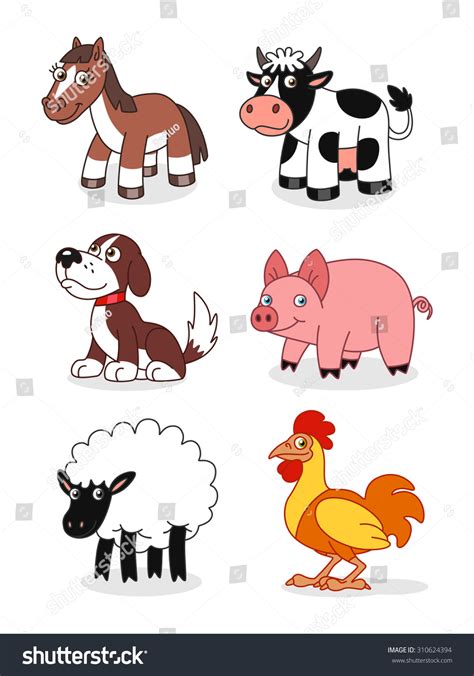 Cartoon Farm Animals On The White Background Stock Vector