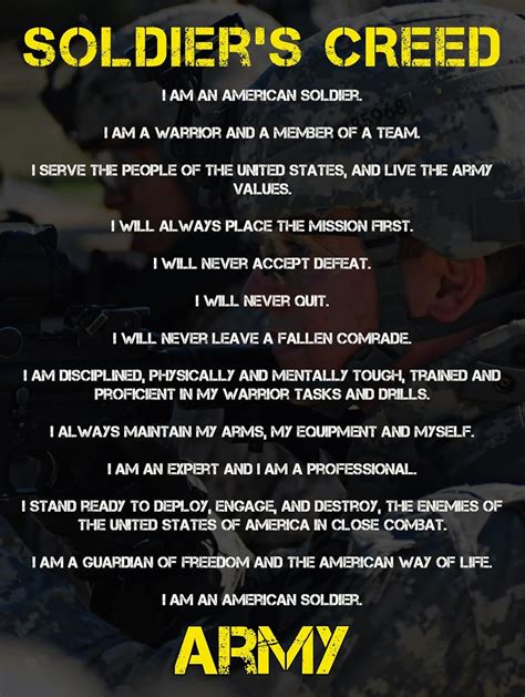 Soldiers Creed Us Army Army Military