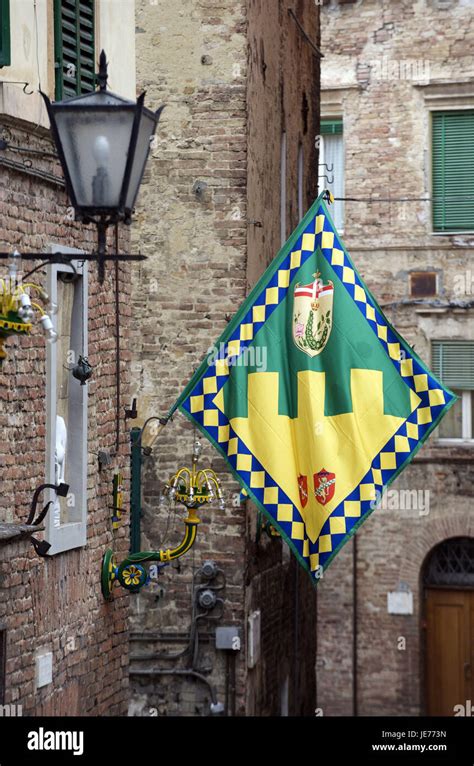 Flags Of The Contrade Of The Palio Of Siena Hi Res Stock Photography