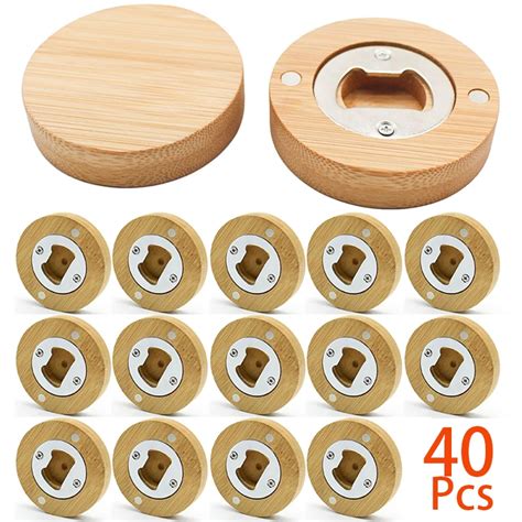 Pcs Round Bamboo Bottle Openers Refrigerator Fridge Magnet Beer