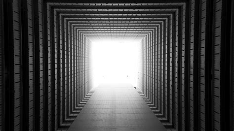 Wallpaper Corridor Symmetry Geometry Architecture Light