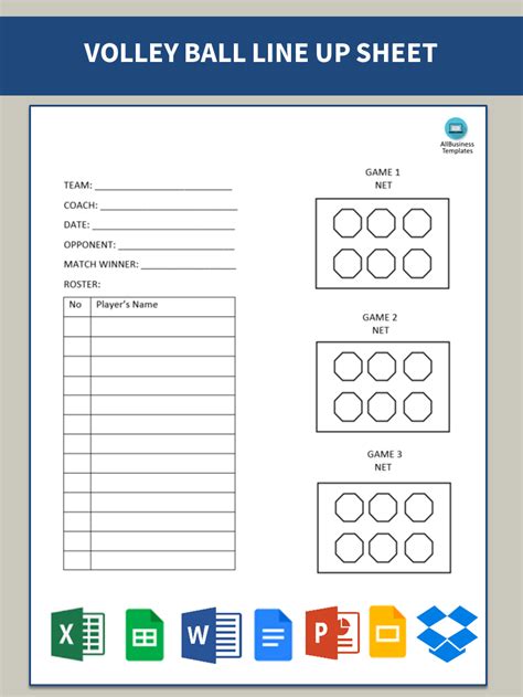 Free Printable Blank Volleyball Lineup Sheet Pdf Printable Templates By Nora