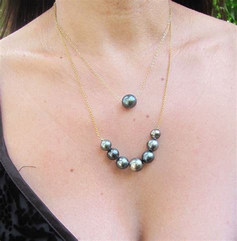 Exquisite Elegant Tahitian Pearl Necklace On K Gold Filled Etsy