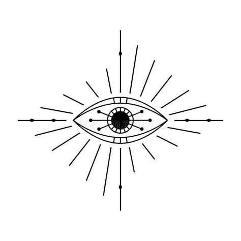 Mystic Evil Eye Line Art Esoteric Sign Occult Symbol Stock Vector
