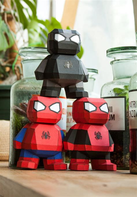 3 In 1 Diy Papercraft Digital Spiderman Lowpoly Print Etsy Low Poly