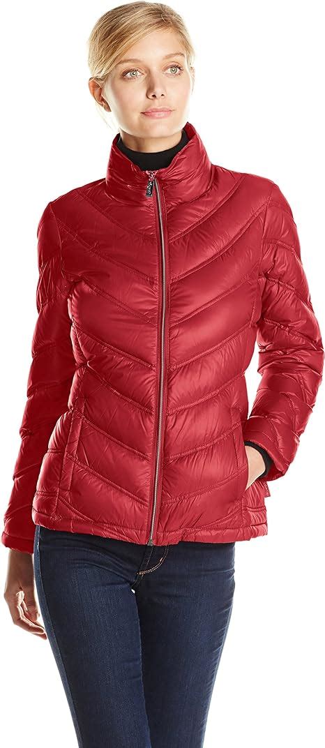 Calvin Klein Womens Lightweight Packable Down Short Jacket Red Extra